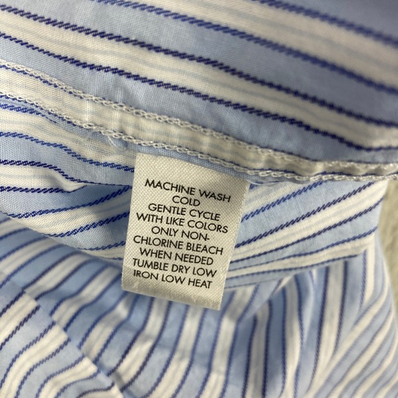 Calvin Klein Men's XL Blue White Stripe Button Down Dress Shirt 100% Cotton - Picture 8 of 9